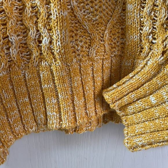 FAHERTY Chunky Retro Cable knit sweater XL Butter Yellow Soft $178 NWT - Picture 9 of 12